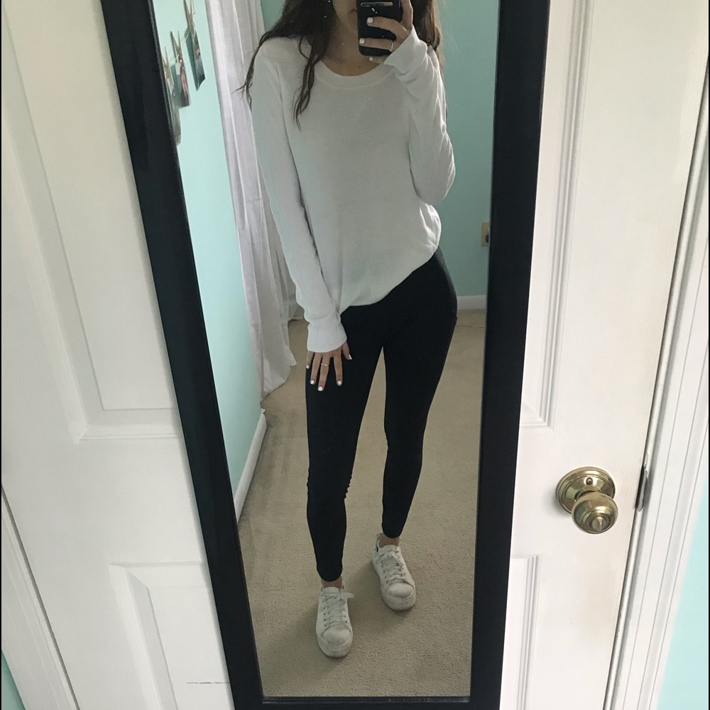 white pull over sweater